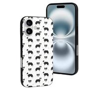 Compatible avec iPhone 16, motif chien Border Collie résistant aux rayures, jolie coque de téléphone compatible avec iPhone 16 pour homme et femme, noir