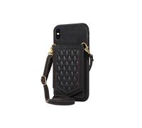 Compatible Avec IPhone XS Max Etui Flip Blocage RFID Fermeture Magnétique Bandoulière Etui Portefeuille Miroir Noir