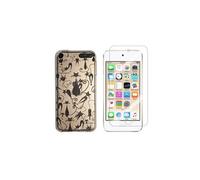 Compatible avec iPod Touch 5, Touch 6, Touch 7 Coque Gel imprimée Solide résistante +1 Verre en Verre trempé Transparent résistant (Chats noirs)
