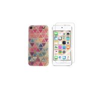 Compatible avec iPod Touch 5, Touch 6 Coque Gel imprimée Solide résistante +1 Verre en Verre trempé Transparent résistant (Triangles)