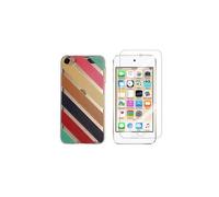 Compatible avec iPod Touch 5, Touch 6, Touch 7 Coque Gel imprimée Solide résistante +1 Verre en Verre trempé Transparent résistant (Rayures colorées)