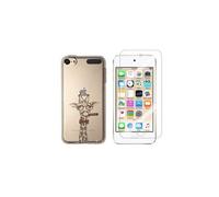 NOVAGO Compatible avec iPod Touch 7, Touch 6, Touch 5 Coque Gel Imprimée Solide Résistante +1 Verre en Verre Trempé Transparent Résistant (Girafe)