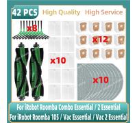 Compatible avec IRobot Roomba 105 Combo, Roomba Combo Essential / 2 Essential : brosse latérale principale, filtre HEPA, serpillière, sac à poussière, pièces détachées. Set Q