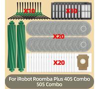 Compatible avec IRobot Roomba Plus 405 / 505 Combo : Pièces de rechange pour aspirateur, chiffons de nettoyage, brosse principale, brosse latérale, filtre, sacs à poussière HEPA, accessoires de Set 2