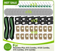 Compatible avec iRobot Roomba Plus 415 / 415X / 515 / 575/ 516/ 576 Combo Accessoires Brosse Principale Brosse Latérale Filtre Serpillière Sac à Poussière Pièces de Rechange 12 Filters