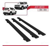 Compatible Avec Jeep Limited 2014-2026 Basic Model Barres De Toit Railing Porte-Bagages De Voiture Noir Aluminium 3 Barres