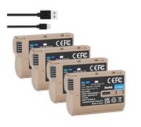 Compatible avec la Batterie Nikon EN-EL15C, dotée d'une entrée USB-C et d'un Chargeur LCD for Les modèles D750, D810, D7500, D500, Z5, Z6 et Z6 II.(4 Pcs Battery)