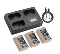 Compatible avec la Batterie Nikon EN-EL15C, dotée d'une entrée USB-C et d'un Chargeur LCD for Les modèles D750, D810, D7500, D500, Z5, Z6 et Z6 II.(3BatteryWithCharger)