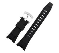 Compatible avec la montre Casio PROTREK PRG-110Y/C/PRW-1300Y/PRG-130Y/PRW-1500Y bracelet de en résine silicone for hommes, accessoires, outil gratuit(Black silver buckle)