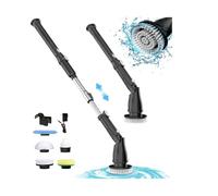 Compatible avec l'autolaveuse électrique TASVAC, brosse de nettoyage sans fil avec 5 têtes de brosse remplaçables for salle de bain, baignoire, carrelage, cuisine(Black,EU)