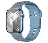 Compatible avec le bracelet Apple Watch 49 mm, 46 mm, 45 mm, 44 mm, 42 mm, 41 mm, 40 mm, pour bracelet iWatch Series Ultra2 10 9 8 7 6 5 4 SE Bracelet de sport en silicone, Bleu océan et gris, 40/41