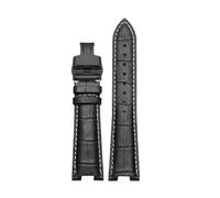 Compatible avec le bracelet de montre Casio for hommes Sea God OCEANUES Series OCW-S5000 T660DB Bracelet en cuir cranté boucle papillon 22 mm(Black white-black)