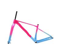 Compatible avec Le Cadre et la Fourche de vélo Montagne en Carbone M09-1 | Semi-Rigide XC 29'' | Acheminement des câbles internes | Axe traversant 148X12mm(Pink Blue Combo,44cm)