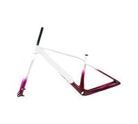 Compatible avec Le Cadre et la Fourche de vélo Montagne en Carbone M09-1 | Semi-Rigide XC 29'' | Acheminement des câbles internes | Axe traversant 148X12mm(White Magenta Combo,44cm)