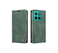 Compatible Avec Le Cas De 4G Honor X8C Peau-friendly Couleur Solide Etui Magnétique En Cuir De Téléphone Flip FOXDOCK Vert