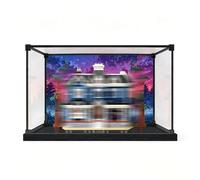Compatible avec Le*GO 11370 Stran*ger Things : La mai*Son Creel - Vitrine d'exposition en Acrylique Transparent, boîte Anti-poussière et étui de Rangement pour Objets Collection (Black+Background)