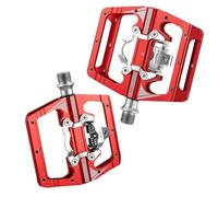 Compatible avec Le Jeu de pédales sans Clip RACEWORK VTT, pédales à Plate-Forme de Compteur de Puissance à Clip Simple latéral et Double Fonction(Red)