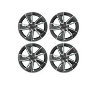 Compatible avec Le Nouveau Tesla Model Y Juniper 19 Pouces, Jeu de Capuchons de moyeu de Roue de Style Turbine, 4 Couvre-Jantes(Knife Silver Black)