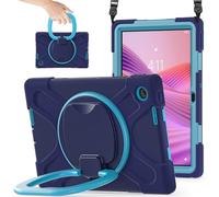 Compatible avec Lenovo Tab S10 10,1" TB-311XU/K10C TB-311FU 2025, coque robuste en TPU résistant aux chocs pour enfants, poignée rotative à 360 degrés, support robuste, béquille + bandoulière, bleu