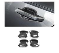 Compatible avec les accessoires de voiture Audi A4 B9 A5 2017-2019, poignée de porte extérieure, garniture de couvercle de cuvette, LHD, ABS, texture carbone/noir brillant(DoorBowl CarbonStyle)