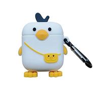 Compatible avec les AirPods 1/2/Pro, blanc mignon canard, étui de protection en silicone pour enfants, adolescents, filles, garçons, drôle Kawaii mignon dessin animé 3D Coque pour AirPods 1/2/Pro avec porte-clés (AirPods 1/2)