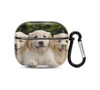Compatible avec les AirPods 3e génération, Golden Retriever Puppiesprinted Coque rigide en polycarbonate résistante aux chocs pour Apple AirPods 3 avec porte-clés pour le chargement sans fil