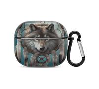 Compatible avec les AirPods de 3e génération, coque rigide en polycarbonate 3D avec motif loup de rêve imprimé attrape-rêves pour Apple AirPods 3, coque de protection pour Apple AirPods 3 avec