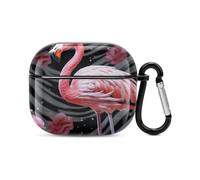 Compatible avec les AirPods de 3e génération, coque rigide en polycarbonate imprimé flamant rose résistant aux chocs pour Apple AirPods 3 avec porte-clés pour le chargement sans fil