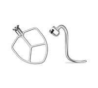 Compatible avec les batteurs sur socle à tête inclinable KitchenAid 5QT-6QT, batteur plat en acier inoxydable et crochet pétrisseur en spirale.