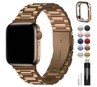 Compatible avec les bracelets Apple Watch 49 mm, 45 mm, 44 mm, 42 mm, 41 mm, 40 mm, 38 mm, bracelet en acier inoxydable pour iWatch avec étui compatible avec Apple Watch Ultra2 Ultra Series 9 8 7 6 5