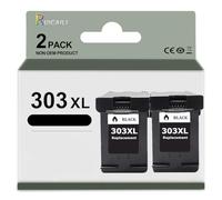 Compatible avec Les Cartouches d’Encre HP 303 303XL pour Envy Photo 6220 6234 6258 7134 7164 7800 7864 (2 Noir)