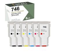 Compatible avec Les Cartouches d'encre pigmentée pour HP 746 300ML. Fonctionne avec Les imprimantes pour HP Designjet Z6 et DesignJet Z9. (6PK-PBK/MBK/C/M/Y/R)