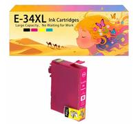 Compatible avec Les Cartouches d'encre pour Epson 34XL E-34XL T3471 T3472 T3473 T3474 Pack combiné pour imprimante à Jet d'encre Workforce Pro WF-3720DWF WF-3725DWF 1*Magenta
