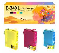 Compatible avec Les Cartouches d'encre pour Epson 34XL E-34XL T3471 T3472 T3473 T3474 Pack combiné pour imprimante à Jet d'encre Workforce Pro WF-3720DWF WF-3725DWF Tri-Color