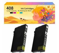 Compatible avec Les Cartouches d'encre pour Epson 408 E-408BK E-408C E-408M E-408Y Pack combiné pour imprimante à Jet d'encre Workforce Pro WF-C4810 WF-C4810DTWF 2*Black