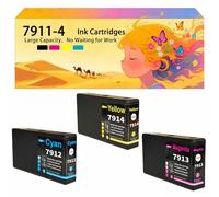Compatible avec Les Cartouches d'encre pour Epson 79 T7911 T7912 T7913 T7914 Pack combiné pour imprimantes à Jet d'encre WF-4630DWF WF-4640DTWF WF-5110DW WF-5190DW WF-5620DWF Tri-Color