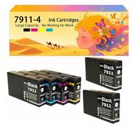 Compatible avec Les Cartouches d'encre pour Epson 79 T7911 T7912 T7913 T7914 Pack combiné pour imprimantes à Jet d'encre WF-4630DWF WF-4640DTWF WF-5110DW WF-5190DW WF-5620DWF 1 Combo Pack+2 BK
