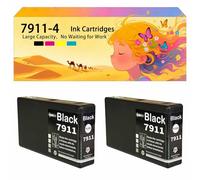 Compatible avec Les Cartouches d'encre pour Epson 79 T7911 T7912 T7913 T7914 Pack combiné pour imprimantes à Jet d'encre WF-4630DWF WF-4640DTWF WF-5110DW WF-5190DW WF-5620DWF 2*Black