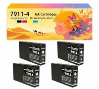 Compatible avec Les Cartouches d'encre pour Epson 79 T7911 T7912 T7913 T7914 Pack combiné pour imprimantes à Jet d'encre WF-4630DWF WF-4640DTWF WF-5110DW WF-5190DW WF-5620DWF 4*Black