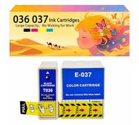 Compatible avec Les Cartouches d'encre pour Epson E036 E037 T036 T037 Pack combiné pour imprimantes à Jet d'encre Stylus C42 C42SX C42UX C44 C44ux C46 Conception Haute capacité 1 Combo Pack
