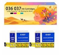 Compatible avec Les Cartouches d'encre pour Epson E036 E037 T036 T037 Pack combiné pour imprimantes à Jet d'encre Stylus C42 C42SX C42UX C44 C44ux C46 Conception Haute capacité 2 Combo Pack