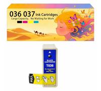 Compatible avec Les Cartouches d'encre pour Epson E036 E037 T036 T037 Pack combiné pour imprimantes à Jet d'encre Stylus C42 C42SX C42UX C44 C44ux C46 Conception Haute capacité 1 Black