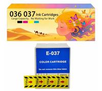 Compatible avec Les Cartouches d'encre pour Epson E036 E037 T036 T037 Pack combiné pour imprimantes à Jet d'encre Stylus C42 C42SX C42UX C44 C44ux C46 Conception Haute capacité Tri-Color
