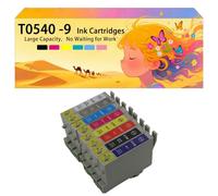 Compatible avec Les Cartouches d'encre pour Epson T0540 T0541 T0542 T0543 T0544 T0547 T0548 T0549 Pack combiné pour imprimante à Jet d'encre Stylus Photo R800 R1800 1 Set