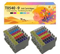 Compatible avec Les Cartouches d'encre pour Epson T0540 T0541 T0542 T0543 T0544 T0547 T0548 T0549 Pack combiné pour imprimante à Jet d'encre Stylus Photo R800 R1800 2 Set