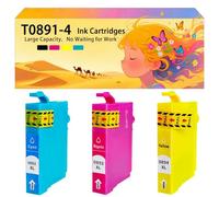 Compatible avec Les Cartouches d'encre pour Epson T0891 T0892 T0893 T0894 Pack combiné pour imprimantes à Jet d'encre S200 SX110 SX115 100 105 S21 410 405 415 215 BX300F BX600 Tri-Color
