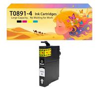 Compatible avec Les Cartouches d'encre pour Epson T0891 T0892 T0893 T0894 Pack combiné pour imprimantes à Jet d'encre S200 SX110 SX115 100 105 S21 410 405 415 215 BX300F BX600 1*Black