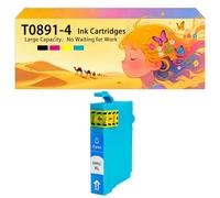 Compatible avec Les Cartouches d'encre pour Epson T0891 T0892 T0893 T0894 Pack combiné pour imprimantes à Jet d'encre S200 SX110 SX115 100 105 S21 410 405 415 215 BX300F BX600 1*Cyan