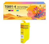 Compatible avec Les Cartouches d'encre pour Epson T0891 T0892 T0893 T0894 Pack combiné pour imprimantes à Jet d'encre S200 SX110 SX115 100 105 S21 410 405 415 215 BX300F BX600 1*Yellow