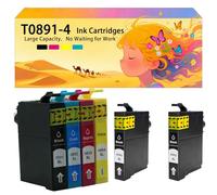 Compatible avec Les Cartouches d'encre pour Epson T0891 T0892 T0893 T0894 Pack combiné pour imprimantes à Jet d'encre S200 SX110 SX115 100 105 S21 410 405 415 215 BX300F BX600 1 Combo Pack+2 BK